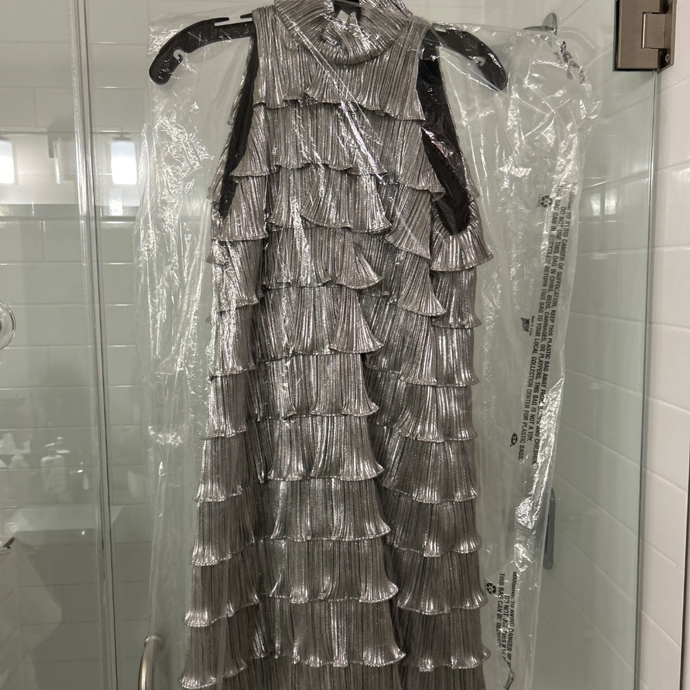 Metallic Ruffle Tiered Mini Dress - Picture 2 of 2